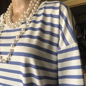 LuLaRoe Irma Light Blue/White Stripe Tunic Shirt Size Medium new with tags